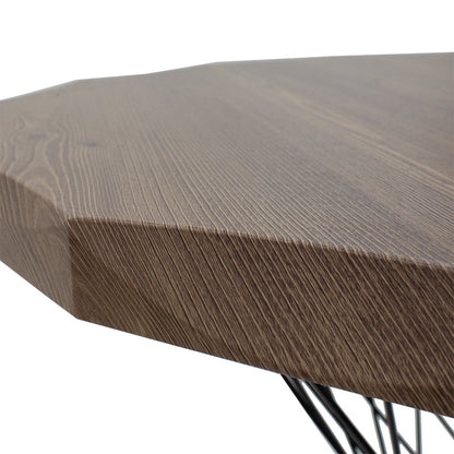 Τραπέζι Ronlele pakoworld μέταλλο μαύρο-καρυδί Φ81x76εκ