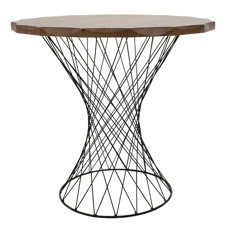 Τραπέζι Ronlele pakoworld μέταλλο μαύρο-καρυδί Φ81x76εκ