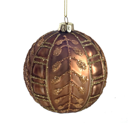 Χριστουγεννιάτικη Μπάλα Αναγλυφα σχέδια Αντικέ Καφέ/Χρυσό 10cm
