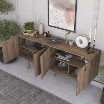 Μπουφές Salonde pakoworld καρυδί μελαμίνης-καρυδί pp πόδι 180x40x82.6εκ