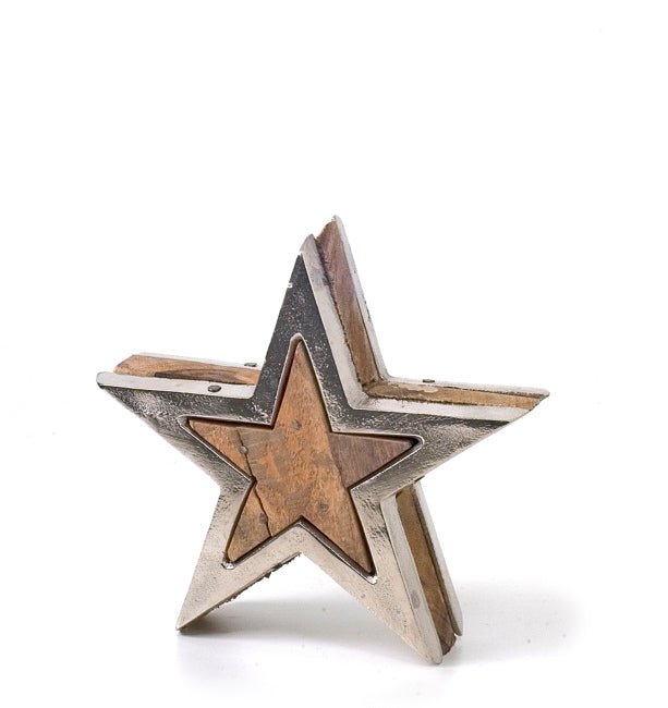 Ρουστικ Διακοσμητικό Αστέρι Αλουμίνιο & Ξύλο (S)