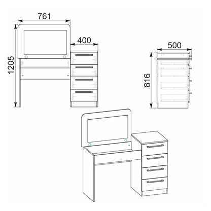 Τουαλέτα-καθρέπτης Jadore pakoworld λευκό 116.5x40x81.5εκ