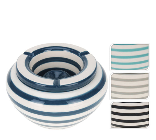 Τασάκι κεραμικό ριγέ σχ., 4χρωμ.,14x8,5cm