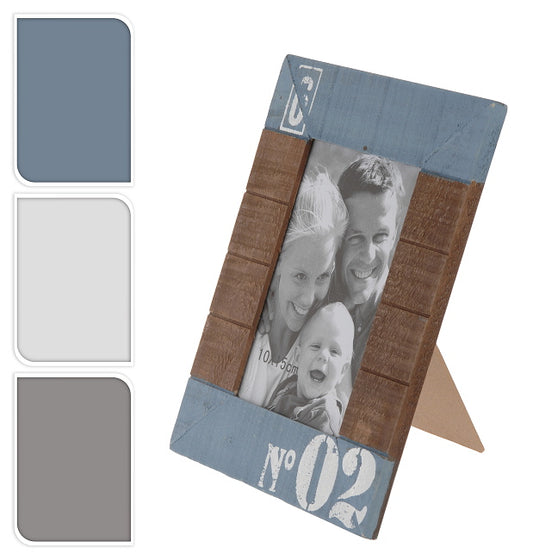 Φωτ/θήκη Ξύλινη σε 3χρμ.(Μπλε/καφέ-Λευκό/Καφέ-Γκρι/Καφέ)