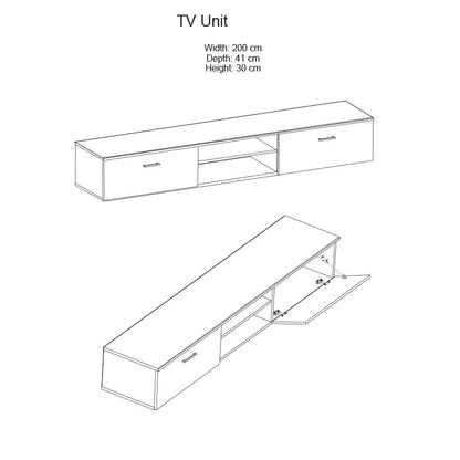 Σύνθετο σαλονιού Salome pakoworld LED wenge 200x41x190εκ