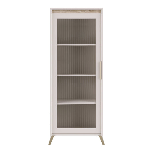 Βιτρίνα Belka pakoworld κρεμ με oak 55,6x45x152,6εκ