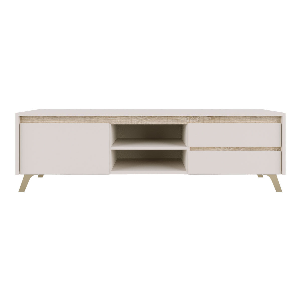 Έπιπλο τηλεόρασης Belka pakoworld κρεμ με oak 155x45x53,6εκ