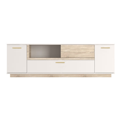 Σύνθετο σαλονιού Norda pakoworld κρεμ με oak 187x40x58.4εκ