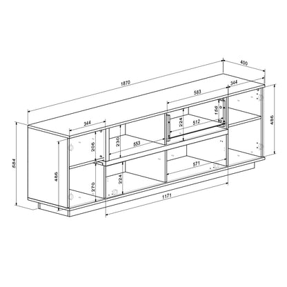 Σύνθετο σαλονιού Norda pakoworld κρεμ με oak 187x40x58.4εκ