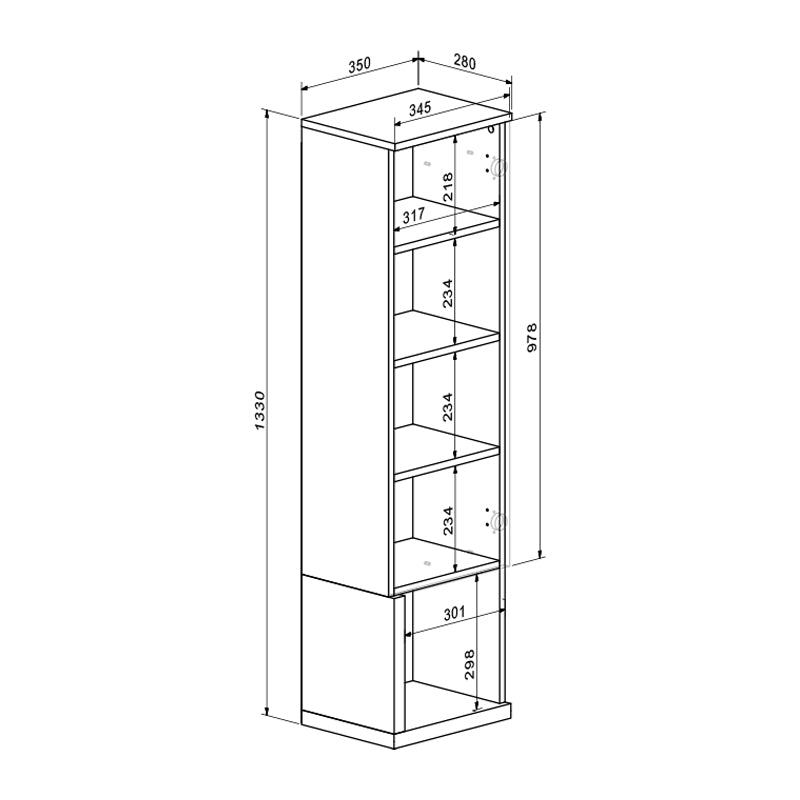 Σύνθετο σαλονιού Norda pakoworld κρεμ με oak 187x40x58.4εκ
