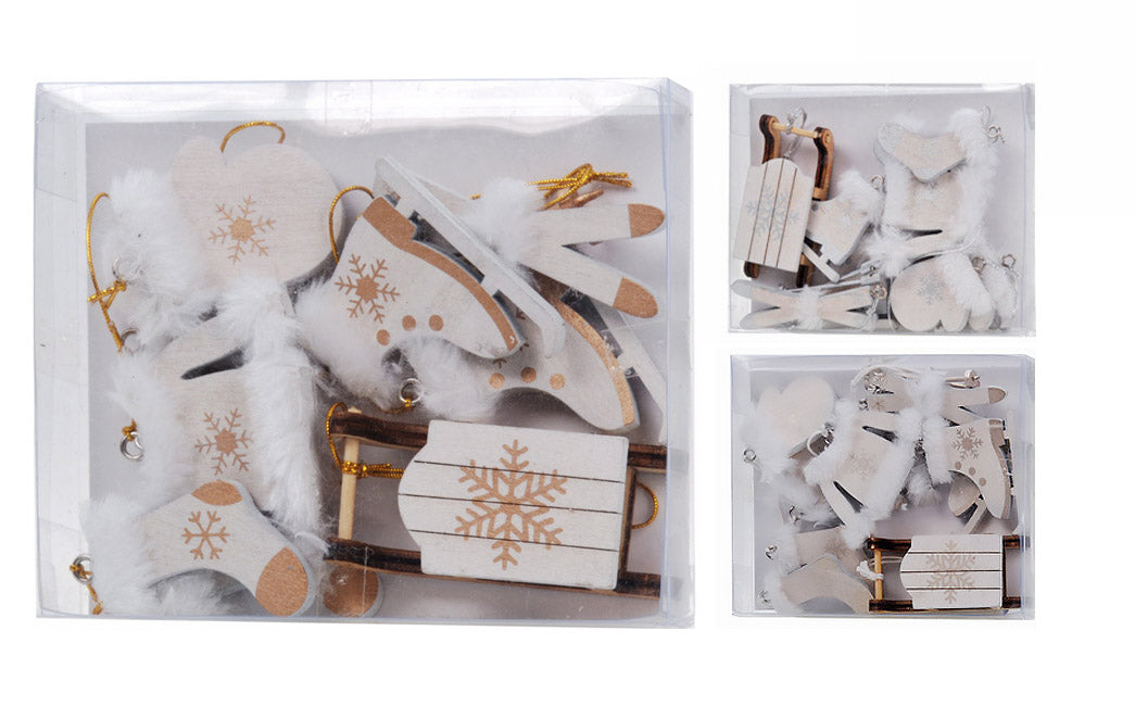 Κουτί με διάφορα ξύλινα στολιδάκια 3χρώματα