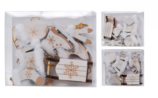 Κουτί με διάφορα ξύλινα στολιδάκια 3χρώματα