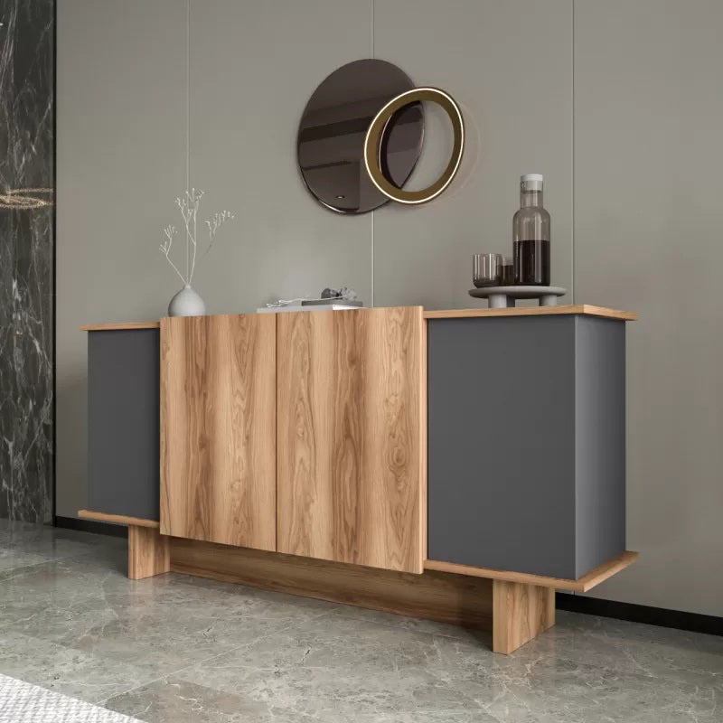 Μπουφές Zafore pakoworld σε ανθρακί - oak απόχρωση 180x45x80εκ