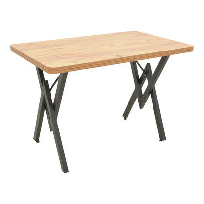 Τραπέζι Vertex pakoworld oak με μαύρα μεταλλικά πόδια 110x70x72εκ