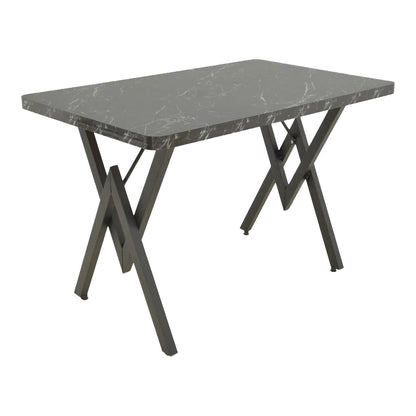 Τραπέζι Vertex pakoworld μαύρο μαρμάρου και μέταλλο 110x70x72εκ
