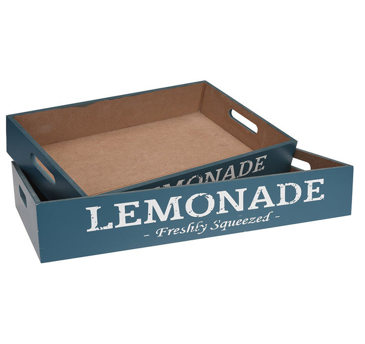 Δίσκος Σετ 2τεμ."Lemonade" σε Μπλέ/λευκό 42/48cm