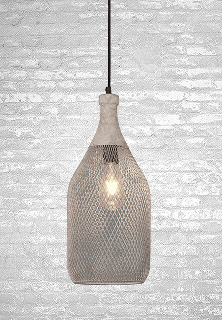 Φωτιστικό Φιάλη, καπέλο δίχτυ στο χρώμα του τσιμέντου. Φ20.5 Χ 40.6CM