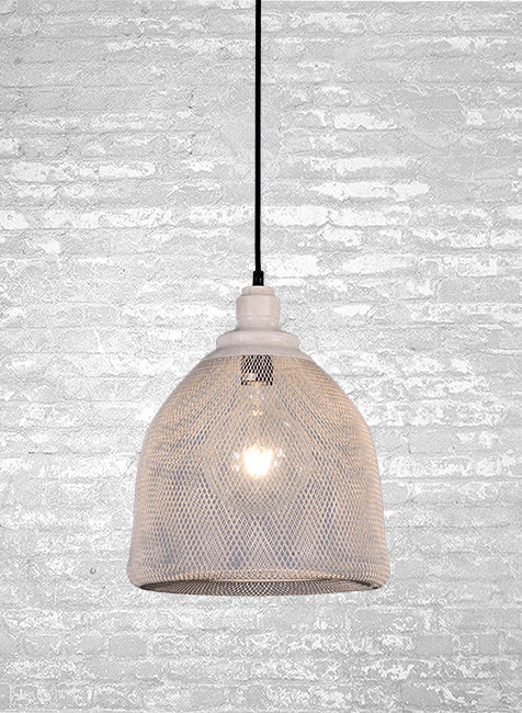 Φωτιστικό καμπάνα, καπέλο δίχτυ χρώμα λευκού τσιμέντου.
