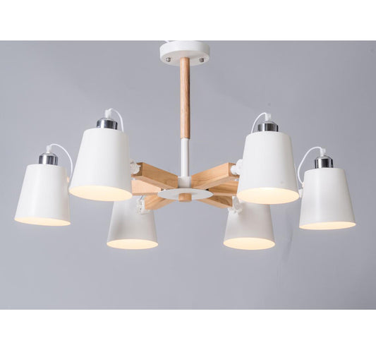 Φωτιστικό6 φώτα "URBAN" από Ξύλο & Λευκό Αλουμίνιο Δ.78x50cm