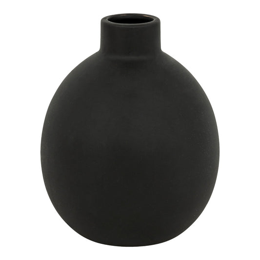 Βάζο Rianzo pakoworld κεραμικό σε μαύρη απόχρωση Φ14.5x18εκ