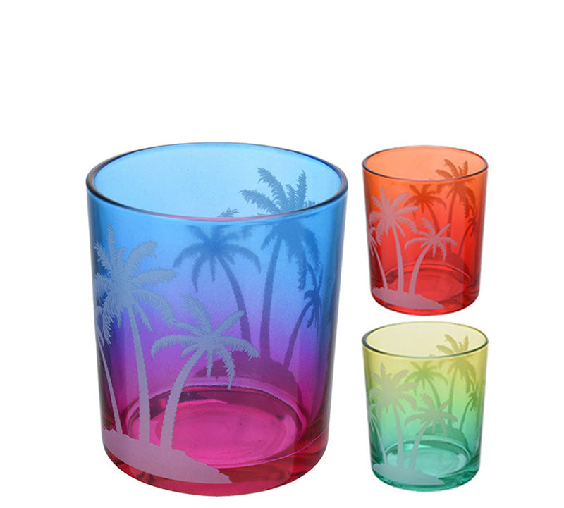 Πολύχρωμο γυάλινο κηροπήγιο σχ.φοίνικας 9x10cm