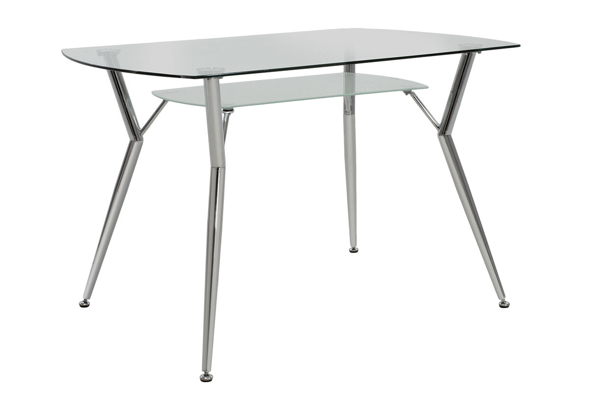 Τραπεζαρία Jacob-Jella pakoworld σετ 5τμχ διάφανο γυαλί-κάθισμα γκρι pu 120x75x75,5εκ