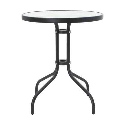 Τραπεζαρία Calan-Watson σετ 3τεμ pakoworld μέταλλο μαύρο-textilene μαύρο Φ60x70εκ