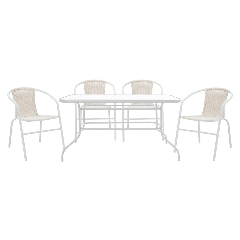 Τραπεζαρία Valor-Obbi σετ 5τεμ pakoworld μέταλλο-pe λευκό