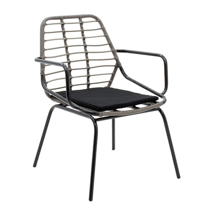 Τραπεζαρία Naoki σετ 3τεμ pakoworld pe γκρι-μέταλλο μαύρο