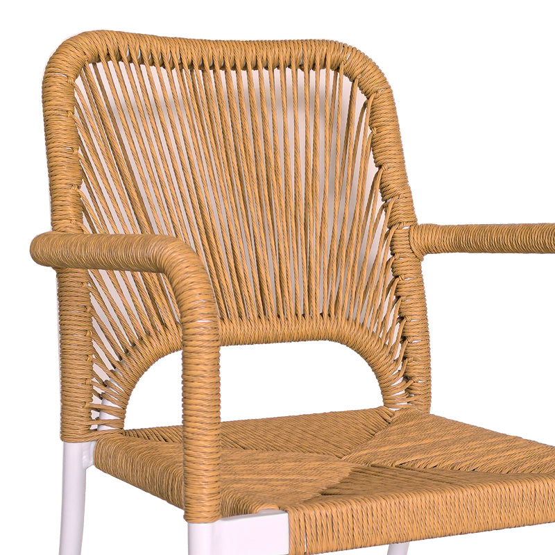 Τραπεζαρία Nares-Norture B σετ 7τεμ pakoworld λευκό αλουμίνιο και plywood σε φυσική απόχρωση 180x90x