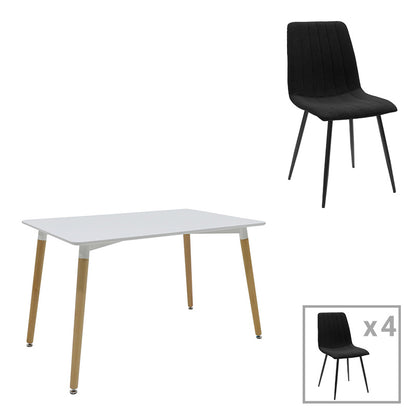 Τραπεζαρία Natali-Noor pakoworld σετ 5τεμ MDF γκρι-λευκό-πόδια φυσικό 120x80x76εκ