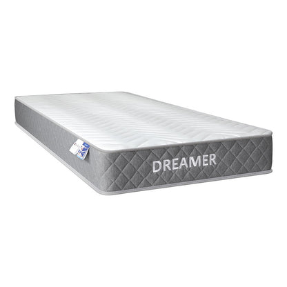 Κρεβάτι με στρώμα Athos-Dreamer pakoworld sonoma-ανθρακί 90x190εκ