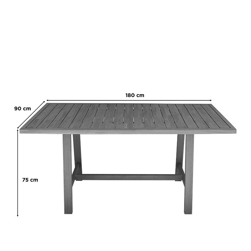 Τραπεζαρία Malibu pakoworld μασίφ ξύλο ακακίας 180x90x75εκ Σετ 7τεμ