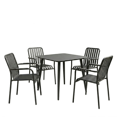 Τραπεζαρία Heven Vista pakoworld σετ 5τεμ μαύρο αλουμίνιο 80x80x72εκ