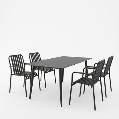 Τραπεζαρία Heven Vista pakoworld σετ 5τεμ μαύρο αλουμίνιο 150x80x72εκ