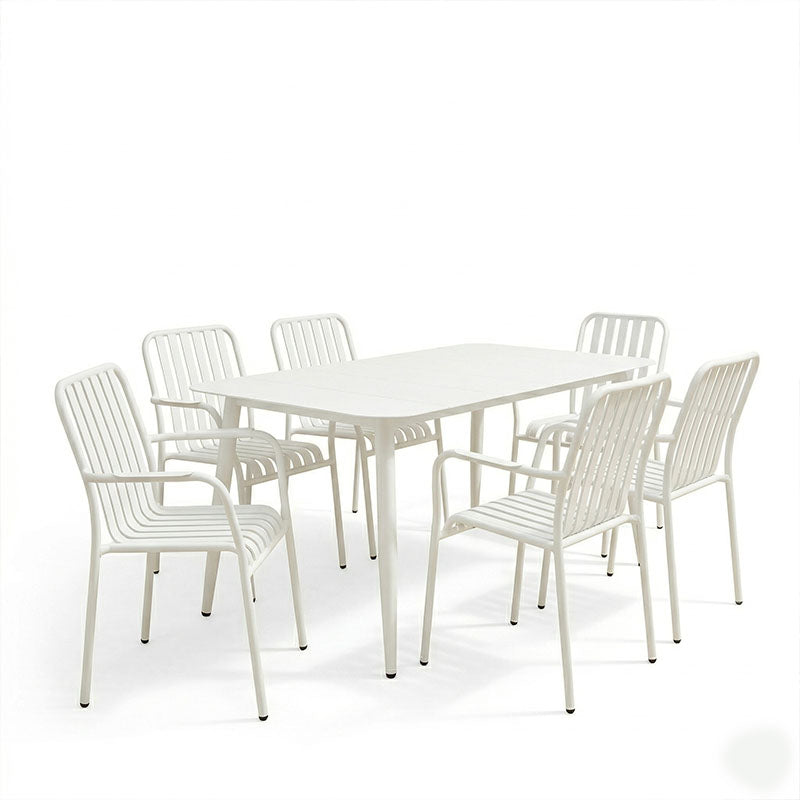 Τραπεζαρία Heven Vista pakoworld σετ 7τεμ λευκό αλουμίνιο 150x80x72εκ