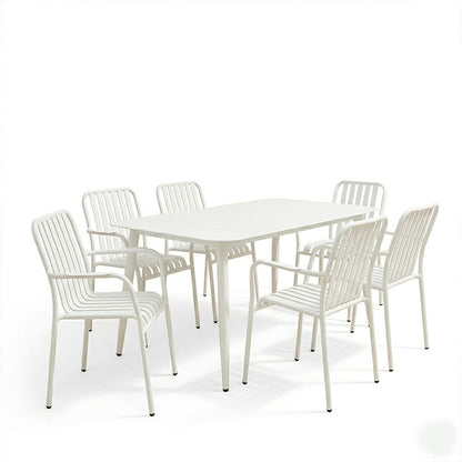 Τραπεζαρία Heven Vista pakoworld σετ 7τεμ λευκό αλουμίνιο 150x80x72εκ