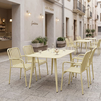 Τραπεζαρία Heven Vista pakoworld σετ 5τεμ σαμπανί αλουμίνιο 120x70x72εκ