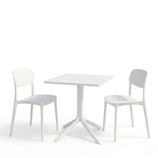 Τραπεζαρία Groovy Berdian pakoworld σετ 3τεμ λευκό PP 60x60x76εκ