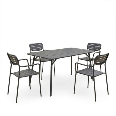 Τραπεζαρία Moraja Deraby pakoworld σετ 5τεμ μαύρο μέταλλο 140x80x72εκ