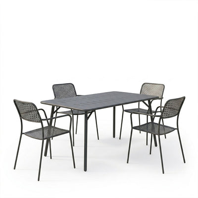 Τραπεζαρία Moraja Federal pakoworld σετ 5τεμ μαύρο μέταλλο 140x80x72εκ