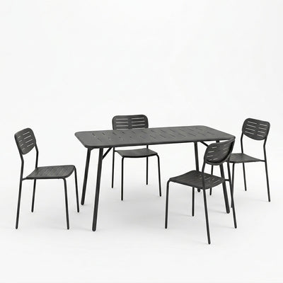 Τραπεζαρία Moraja Deraby Ι pakoworld σετ 5τεμ μαύρο μέταλλο 140x80x72εκ