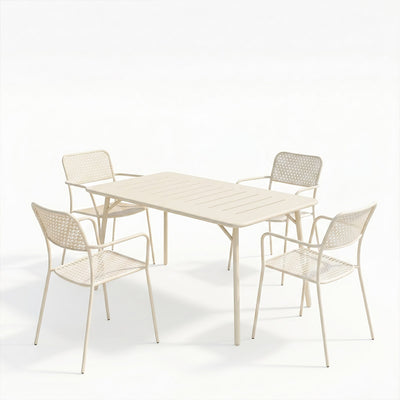 Τραπεζαρία Moraja Federal pakoworld σετ 5τεμ κρεμ μέταλλο 140x80x72εκ