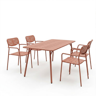 Τραπεζαρία Moraja Deraby pakoworld σετ 5τεμ terracotta μέταλλο 140x80x72εκ