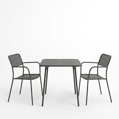 Τραπεζαρία Moraja Federal pakoworld σετ 3τεμ μαύρο μέταλλο 70x70x73εκ