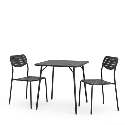 Τραπεζαρία Moraja Deraby I pakoworld σετ 3τεμ μαύρο μέταλλο 70x70x73εκ