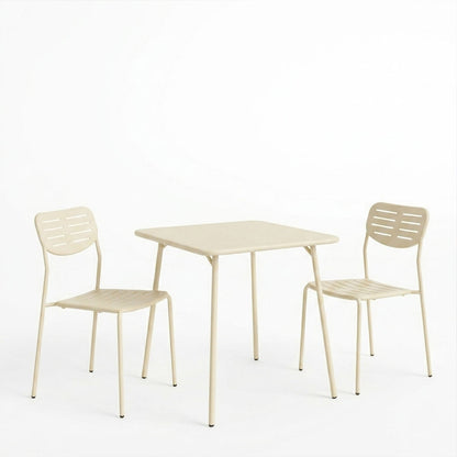 Τραπεζαρία Moraja Deraby I pakoworld σετ 3τεμ κρεμ μέταλλο 70x70x73εκ