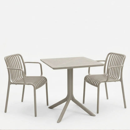Τραπεζαρία Zoi Groovy pakoworld σετ 3τεμ cappuccino PP 80x80x74εκ