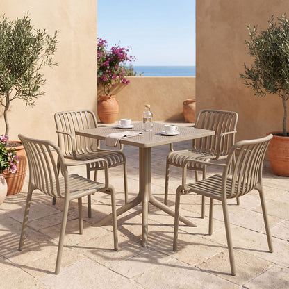 Τραπεζαρία Zoi Groovy pakoworld σετ 5τεμ cappuccino PP 80x80x74εκ