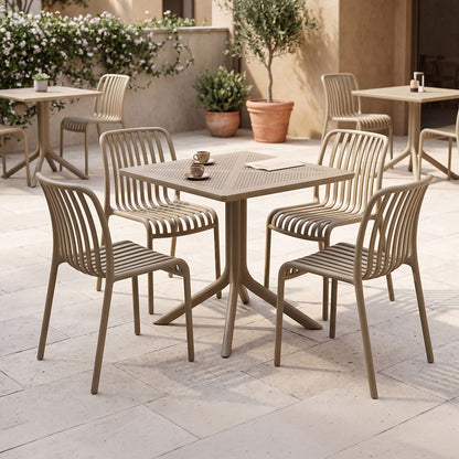 Τραπεζαρία Zoi Groovy pakoworld σετ 5τεμ cappuccino PP 80x80x74εκ
